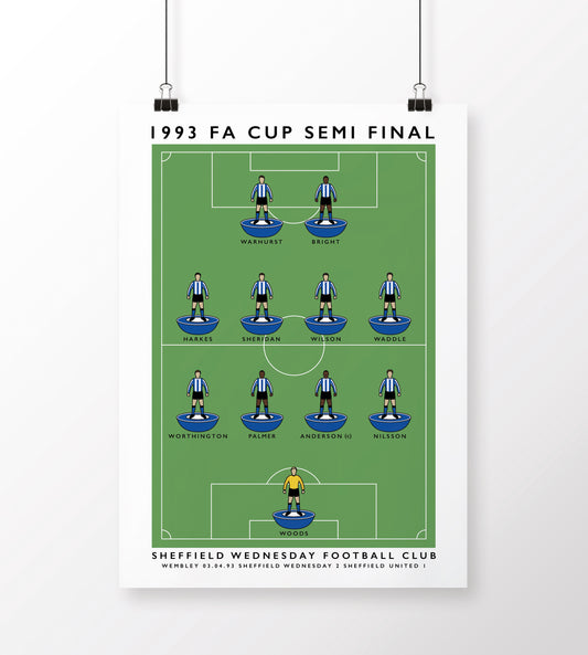Sheffield Wednesday Football 1993 FA Cup Semi Final Poster