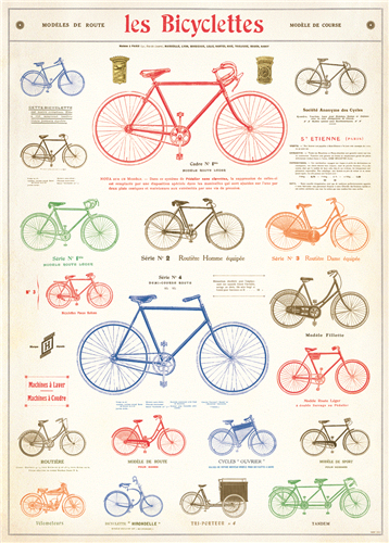 Les Bicyclettes Decorative Wrap - With Dry Mount