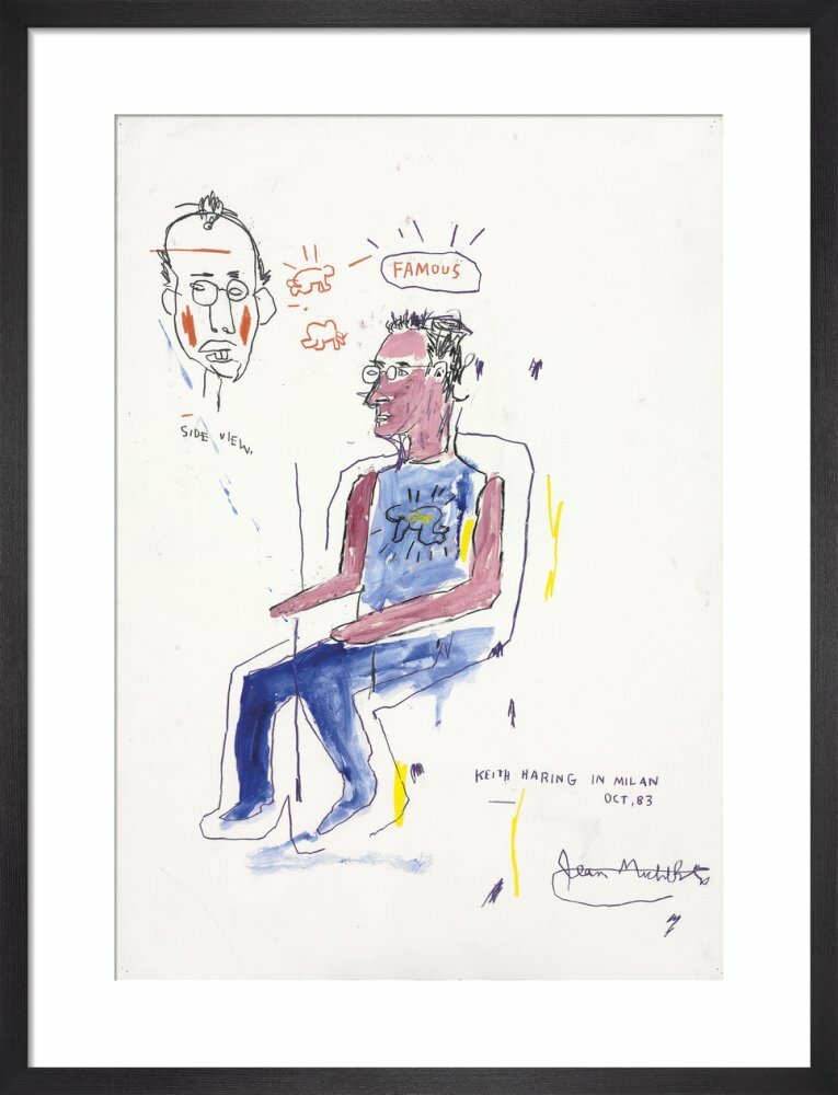 Basquiat - unframed - Sketch of Keith Haring, 1983