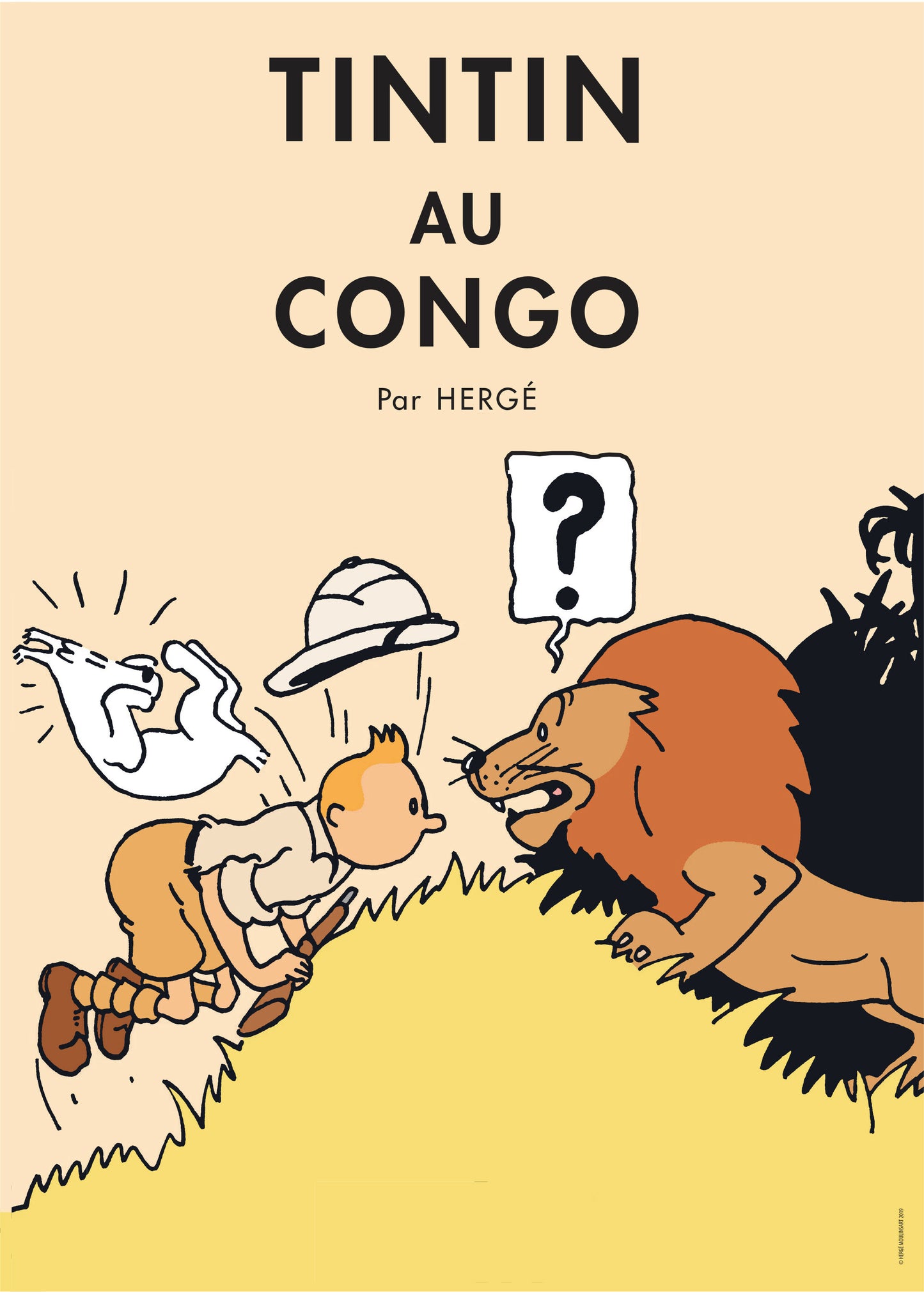 Tintin au congo lion – poster